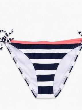 kangaROOS Navy, White & Coral Stripe Tie-Side Bikini Bottom